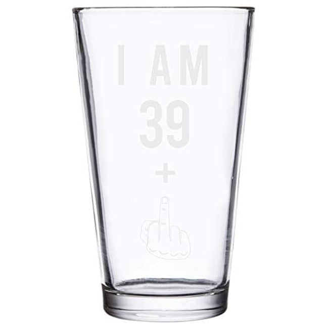39 + One Middle Finger 40th Birthday Gifts for Men Women Beer Glass – Funny 40 Year Old Presents - 16 oz Pint Glasses Party Decorations Supplies - Craft Beers Gift Ideas for Dad Mom Husband Wife 40 th