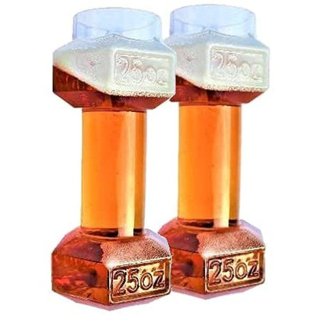 Set of 2, Dumbbell Beer Glasses | Dumbell Beer Glass | Funny Beer Mug | Beer Mugs For Men | Funny Beer Glasses | Beer Glasses Funny | Cool Beer Glasses | Giant Beer Glass | By Gemsho Glass B07X8DLK3W