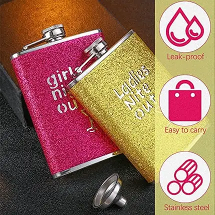 2 Pack 8oz Glitter Hip Flask, Flasks for Liquor for Men Women with Funnel Set, 18/8 Stainless Steel Leak Proof With Colorful Glitter Coating.