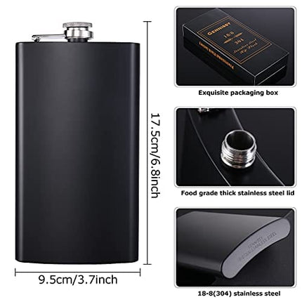 Silver 18/8 Stainless Steel 12OZ Hip Flask - Flasks for Liquor with Funnel(Black)