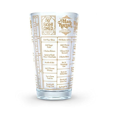 Fred GOOD MEASURE Cocktail Recipe Glass, Whiskey