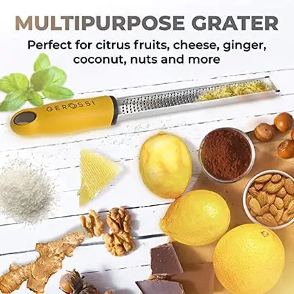 Stainless Steel Cheese and Citrus Zester Grater w/Extra Sharp Blade - Perfect for Lemons, Parmesan, Garlic, Chocolate - Spice Up any Kitchen Dish in Seconds with Your Premium Hand Held Shredder