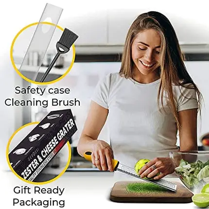 Stainless Steel Cheese and Citrus Zester Grater w/Extra Sharp Blade - Perfect for Lemons, Parmesan, Garlic, Chocolate - Spice Up any Kitchen Dish in Seconds with Your Premium Hand Held Shredder