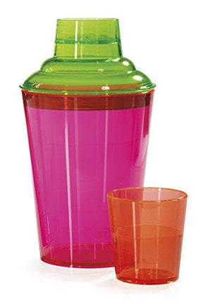 17.5 Ounces. 3 Piece. Shaker Set for Cocktails or Martinis, Clear, Break Resistant Plastic, , Neon, Pink, GET SH-175-NEON-EC (Pack of 4)