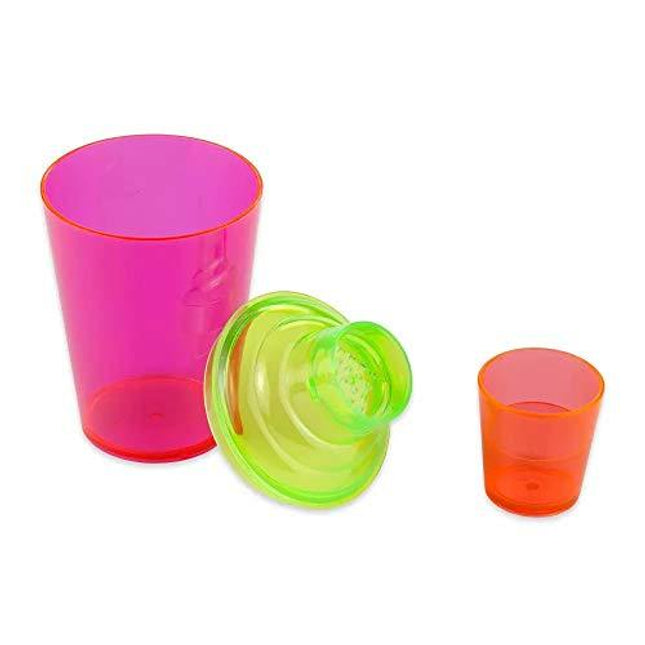 17.5 Ounces. 3 Piece. Shaker Set for Cocktails or Martinis, Clear, Break Resistant Plastic, , Neon, Pink, GET SH-175-NEON-EC (Pack of 4)
