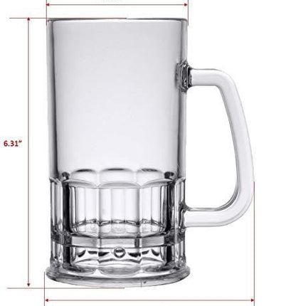 GET Shatter-Resistant Plastic Beer Mug / Stein, 20 Ounce, BPA Free, 00085-1-SAN-CL-EC (Set of 4)