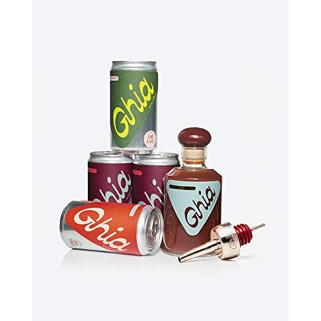 Ghia Non-Alcoholic Starter Pack - Variety (4-Pack), 2 OG Spritz, 1 Ginger, 1 Lime & Salt, (1) 250ml Apéritif, (1) Pour Spout | No Added Sugar, No Artificial Flavors, Caffeine-Free
