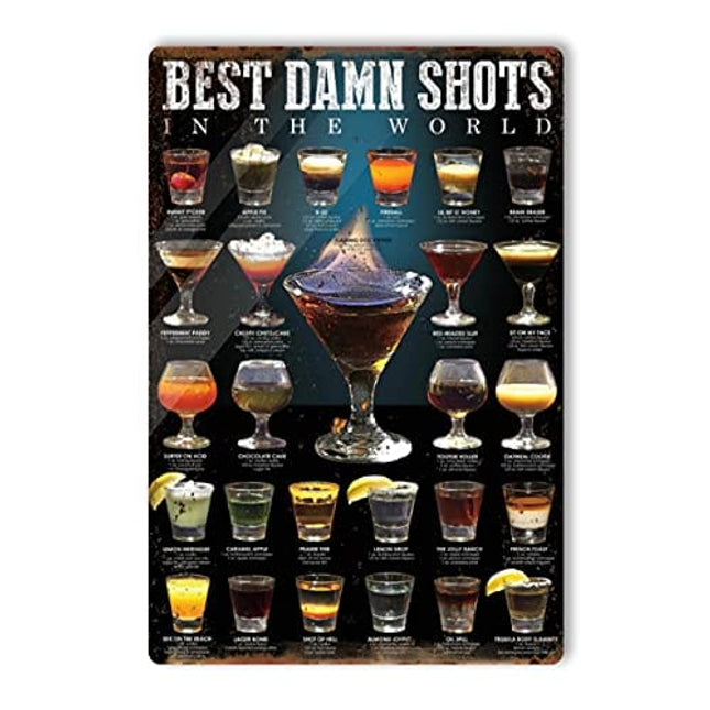 Giwawa Menu Retro Bars Signs Vintage Bar Metal Tin Sign Pubs Menu Retro Pub Poster Ptyle Wall Art Pub Bar Decor Retrospective Menu Bar Pubbed Tin Signs Man Cave Wall Painting 12 X 8in，Man Cave