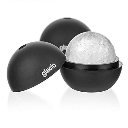 glacio Round Ice Cube Molds - Whiskey Ice Sphere Maker - Makes 2.5 Inch Ice Balls - 2 Pack