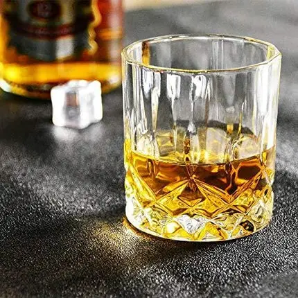 Whiskey Glasses Set of 4 11.5-ounce Stylish Old Fashion Rocks Tumblers Lead-free Glassware for Scotch Bourbon Cognac Brandy Cocktail