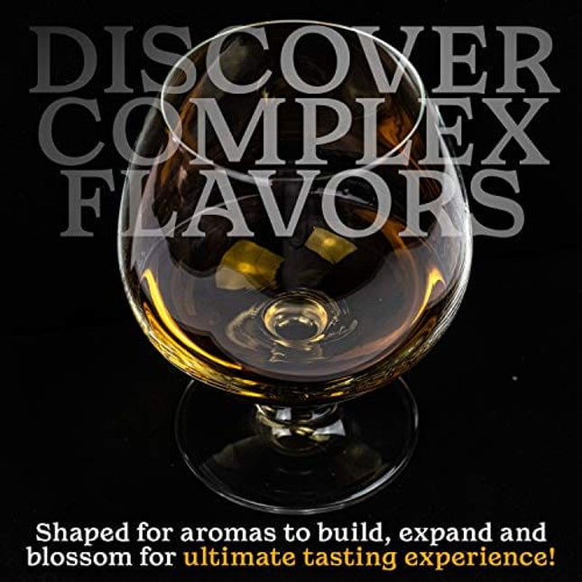 Large 21 oz Crystal Brandy and Cognac Sniffer Glasses | Set of 4 Short Stem Giant Snifter Bowls | Drinking and Tasting Glassware for Bourbon, Scotch, Tequila, Armagnac, Rum, Liquor, Beer