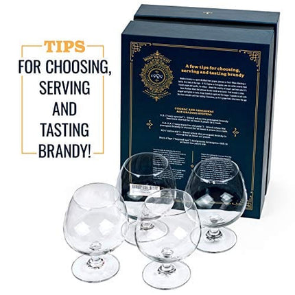 Large 21 oz Crystal Brandy and Cognac Sniffer Glasses | Set of 4 Short Stem Giant Snifter Bowls | Drinking and Tasting Glassware for Bourbon, Scotch, Tequila, Armagnac, Rum, Liquor, Beer