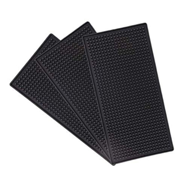 Gliard Smilesun 3 PCS 12" x 6" Black Bar Mat Rubber Bar Service Spill Mat