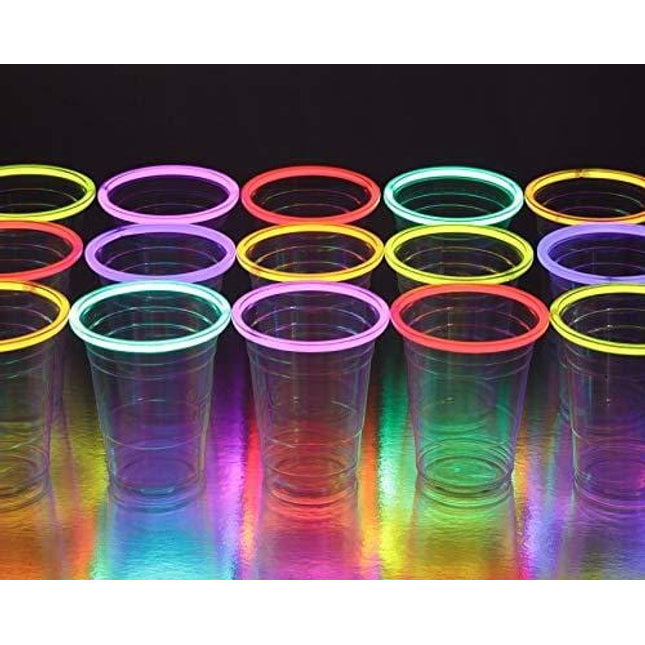 Advanced Mixology GLOWING PARTY CUPS 16oz Multicolor Glow Party Neon Glowing Light Up Cups Glow Party Supplies Glow In The Dark Party Decorations Favors Glow Sticks Party Sticks Kids Party