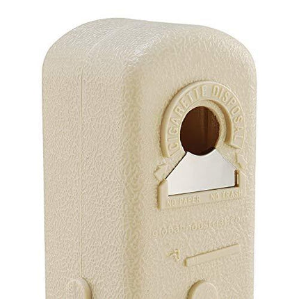 Global Industrial Low Maintenance 1.5 Gallon Large Capacity Flame Resistant Upright Plastic Outdoor Ashtray, Beige