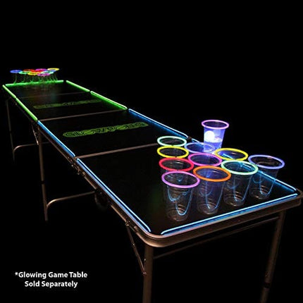 GLOWPONG All Mixed Up Glow-in-The-Dark Beer Pong Game Set for Indoor Outdoor Nighttime Competitive Fun, 24 Multi-Color Glowing Cups, 4 Glowing Balls, 1 Ball Charging Unit Makes Every Shot Glow