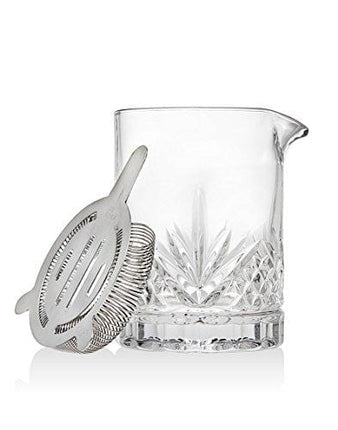 Dublin Collection Crystal Mixing Glass Pitcher Cocktail Shaker with Stainless Steel Julep Strainer