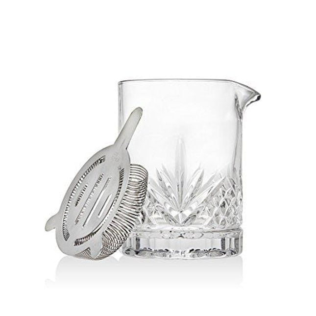 Dublin Collection Crystal Mixing Glass Pitcher Cocktail Shaker with Stainless Steel Julep Strainer
