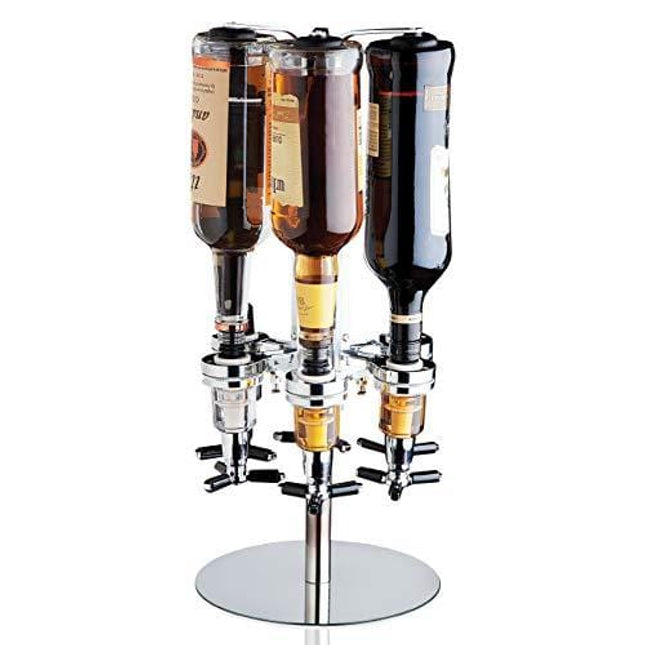 Godinger 6 Bottle Liquor Dispenser, Revolving Whiskey Bottle Dispenser Holder