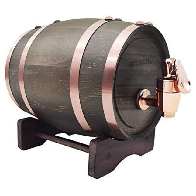 Godinger Barrel Liquor Dispenser, Wooden Beverage Dispenser - 800ml