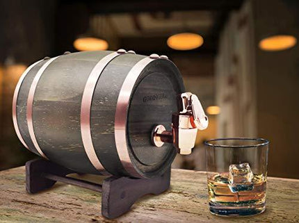 Godinger Barrel Liquor Dispenser, Wooden Beverage Dispenser - 800ml