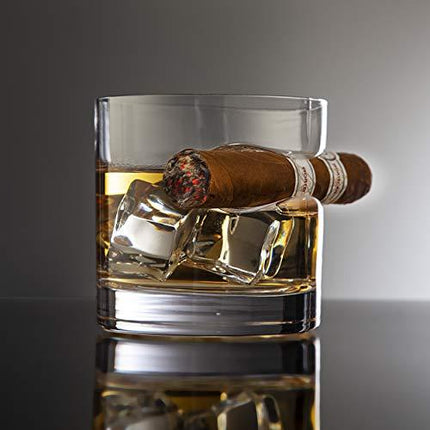 Godinger Cigar Whiskey Glass - Old Fashioned Whiskey Glass With Indented Cigar Rest