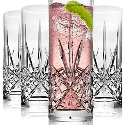 Godinger Tall Beverage Glasses Collins All Purpose - Dublin Collection, SET OF 4
