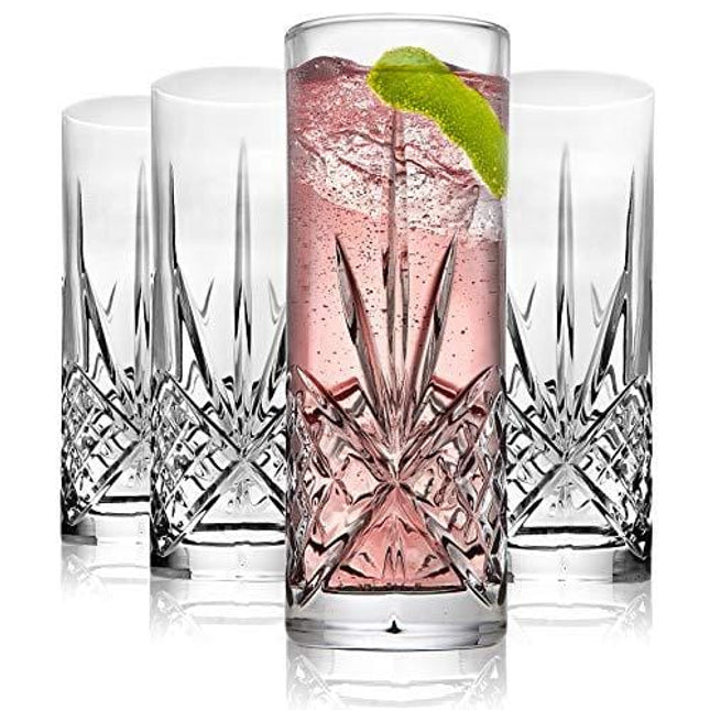 Godinger Tall Beverage Glasses Collins All Purpose - Dublin Collection, SET OF 4