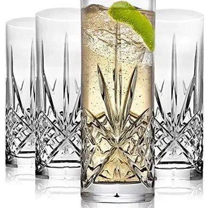 Godinger Tall Beverage Glasses Collins All Purpose - Dublin Collection, SET OF 4