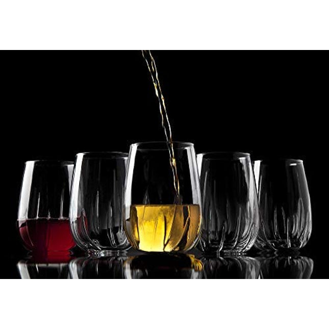 Godinger Aerating Wine Glasses Stemless Goblets Wine Aerator, Made in Italy - 16oz, SET OF 8