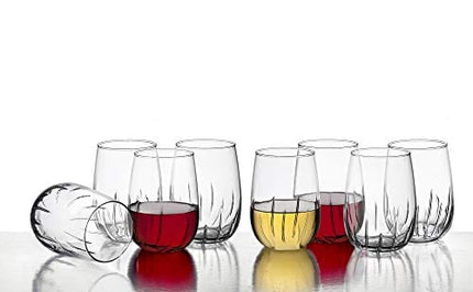 Godinger Aerating Wine Glasses Stemless Goblets Wine Aerator, Made in Italy - 16oz, SET OF 8