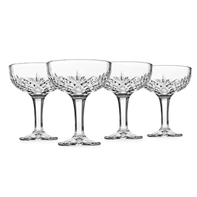 Godinger Champagne Coupe Barware Glasses - Set of 4, 6oz., Dublin Crystal Collection