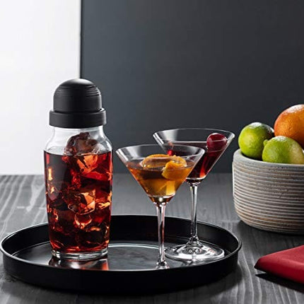 Godinger Cocktail Shaker, Martini Shaker, Italian Made Glass Bar Shaker, 19oz, Set of 2