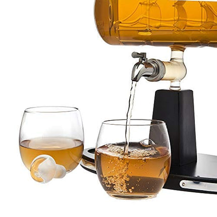 Godinger Whiskey Decanter Dispenser with 2 Whisky Tumbler Glasses - for Liquor, Scotch, Bourbon, Vodka