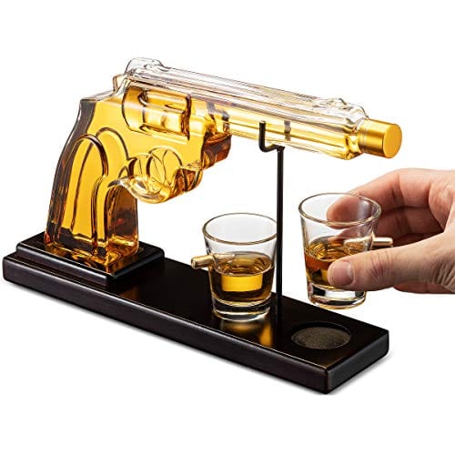 Gifts for Men Dad Pistol Whiskey Gun Decanter Set & 6 Pistol  Glasses Set - Comes with A large Carrying Case - Parties Great Gift, Gifts  Men Dad, Whiskey Decanter