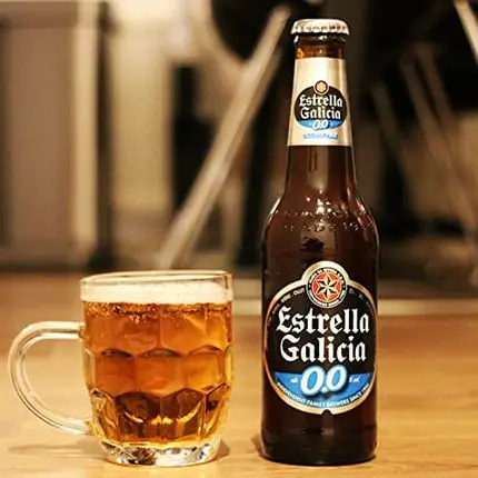 Estrella Galicia 0,0 Non-Alcoholic Beer 5 Pack, Made in Spain, 16oz/can, includes Phone/Tablet Holder & Beer/Pairing Recipes