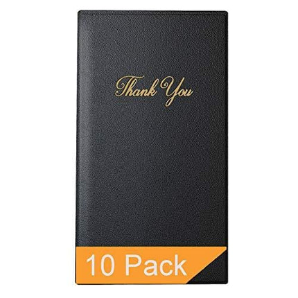 Restaurant Check Presenters - Guest Check Card Holder with Gold Thank You Imprint - 5.5" x 10" (Black 10 Pack)