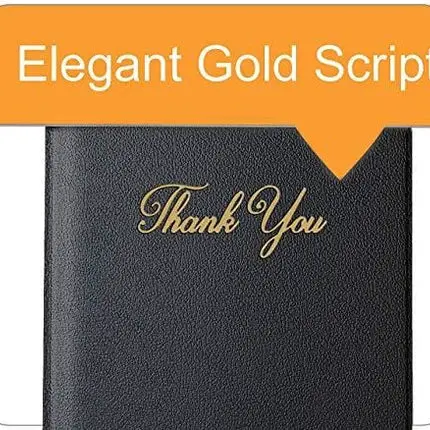 Restaurant Check Presenters - Guest Check Card Holder with Gold Thank You Imprint - 5.5" x 10" (Black 20 Pack)