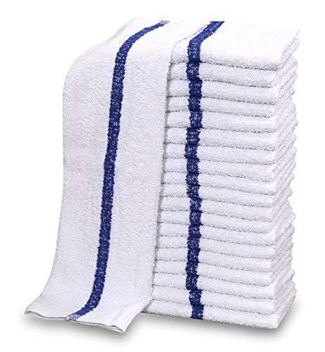 Hyer Kitchen Microfiber Kitchen Towels - Super Absorbent Soft and Solid Color Dish Towels 8 Pack (Stripe Designed Brown and White Colors) 26 x 18 inch