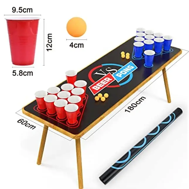 Goldge Beer Pong Table Mat, Drinking Games for Adults Party, Adult Games, 8pcs Beer Pong Balls, 30pcs Beer Pong Cups, Drunk Games, Beer Pong Set