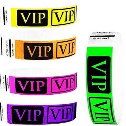 Heavier Tyvek Wristbands 7.5 Mil – Goldistock VIP 500 Count Variety Pack B – ¾” Arm Bands - 100 Each: Neon Green, Yellow, Pink, Orange & Purple Paper-Like Party Armbands - Wrist Bands Events