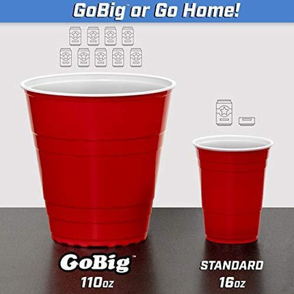 GoPong GoBig 110 Oz Giant Red Party Cups 24 PACK with 4 XL 3" Pong Balls | Giant Cups for Beer Pong, Flip Cup or Novelty Use, Model: