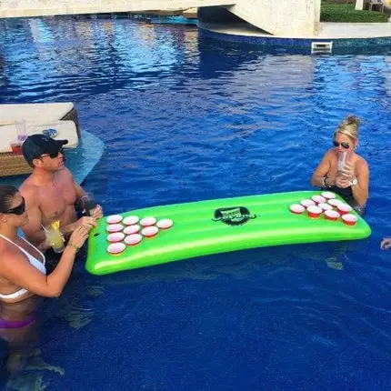 Go Pong Pool Pong Table with Inflatable Floating Beer Pong Table, Neon Green