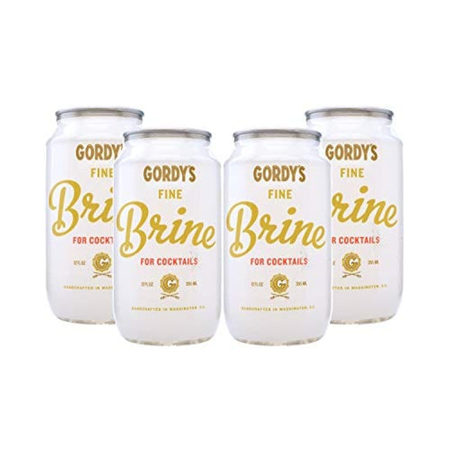 Gordy’s Fine Brine Canned Pickle Juice - Natural Pickle Brine Mix For Cocktails, Mixers, Cooking - Gluten Free – Seasonal, Organic Ingredients - Electrolyte Replacement Drink - 4 Pack of 12 Ounce Cans