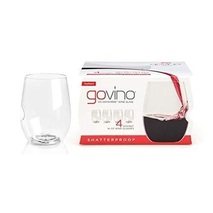 Govino Go Anywhere Dishwasher Safe Flexible Shatterproof Recyclable Wine Glasses, 16-ounce, Set of 4