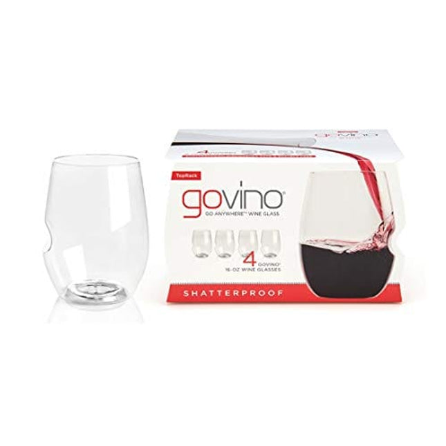 Govino Go Anywhere Dishwasher Safe Flexible Shatterproof Recyclable Wine Glasses, 16-ounce, Set of 4