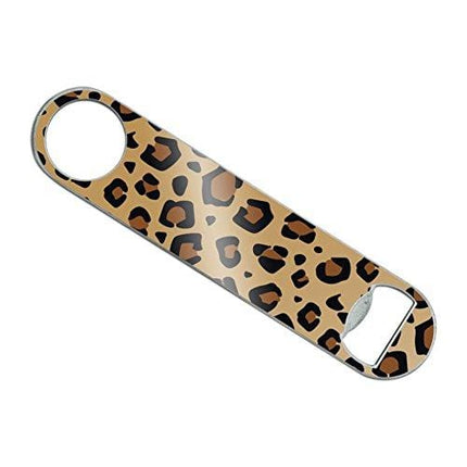 Leopard Print Animal Spots Stainless Steel Vinyl Covered Flat Bartender Speed Bar Bottle Opener