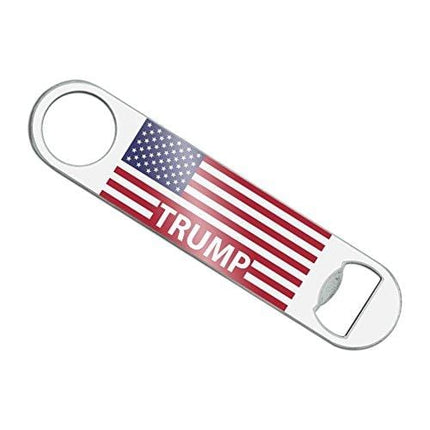 President Trump American Flag Stainless Steel Vinyl Covered Flat Bartender Speed Bar Bottle Opener