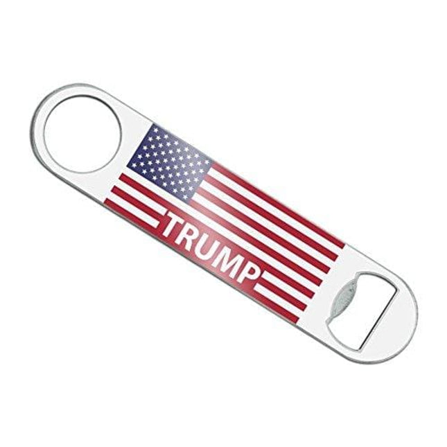 President Trump American Flag Stainless Steel Vinyl Covered Flat Bartender Speed Bar Bottle Opener