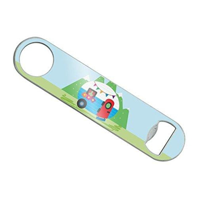 Vintage Retro Camper RV Camping Travel Trailer Stainless Steel Vinyl Covered Flat Bartender Speed Bar Bottle Opener